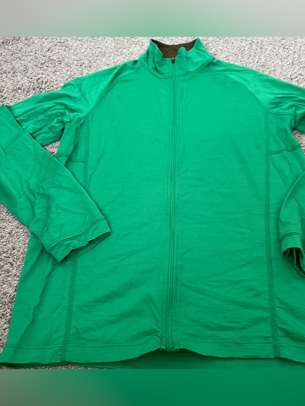 ibex Green Wool Lightweight Full-Zip Green lightweight Jacket Size Medium
